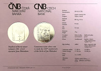 Silver coin ČNB 200 Kč 500th anniversary of the birth of Jan Blahoslav PROOF