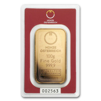 Gold ingot 100g Münze Österreich